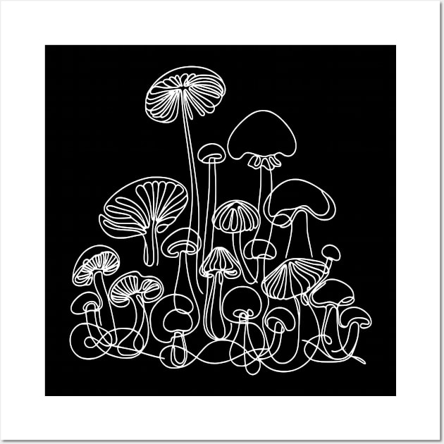 Mushroom Line Drawing Wall Art by little osaka shop